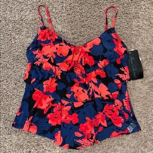 Aqua Green Tiered Tankini Swimsuit Top